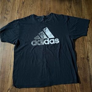 Adidas Men's Black Tee with Silver Logo